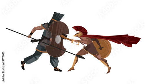 spartan soldier clash against persian soldier warrior
