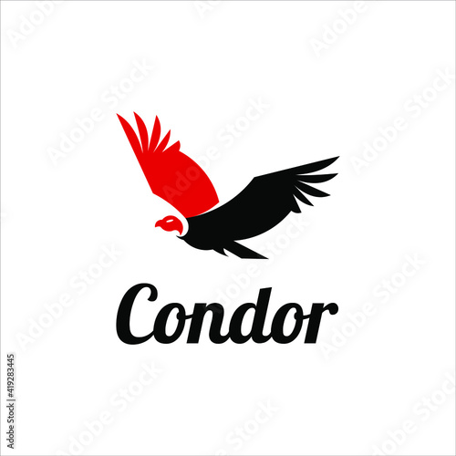 condor logo simple flying abstract bird silhouette vector for business or animal graphic design template