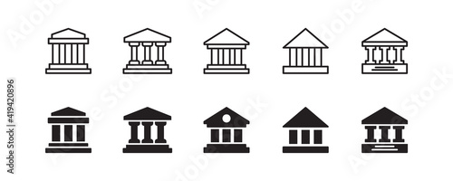 Bank icon set. Vector graphic illustration. Suitable for website design, logo, app, template, and ui. 