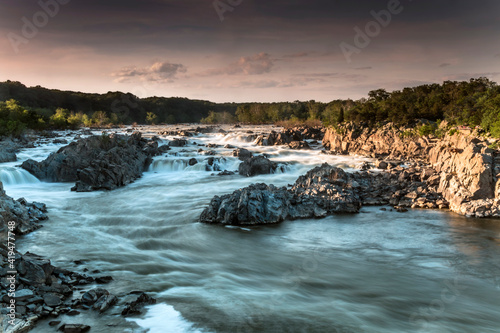 dramatic images of powerful river flow of the Potomac River in Great Falls National Park in Maryland and Virginia.