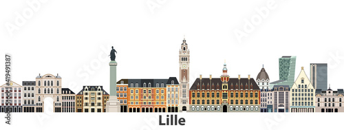 Lille city skyline vector illustration