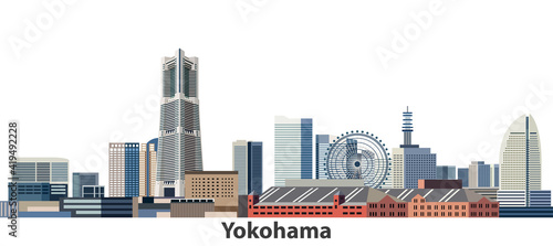 Yokohama city skyline vector illustration