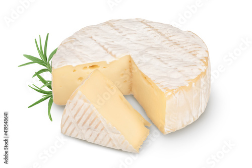 Camembert cheese isolated on white background with clipping path and full depth of field