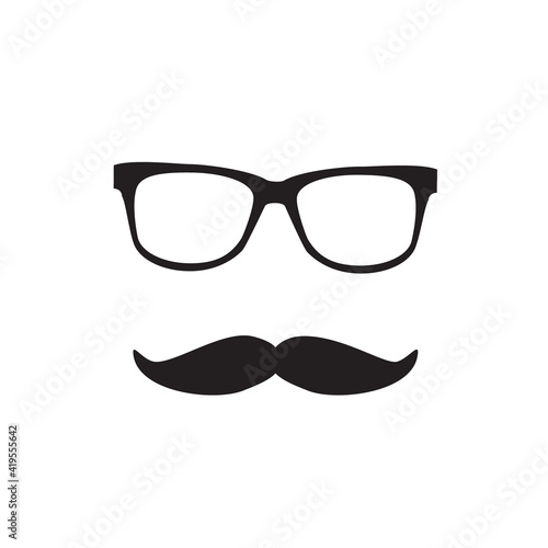 Mustache and Glasses Icon. Vector icon