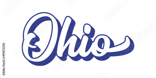 Hand sketched OHIO text. 3D vintage, retro lettering for poster, sticker, flyer, header, card, clothing, wear