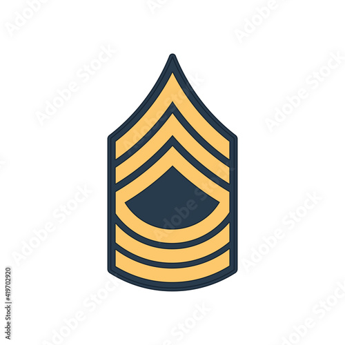 MSG master sergeant insignia of US army isolated icon. Vector United States armed forces chevron, rank of non-commissioned officer armed forces. Sign on uniform, police enlisted military appointment