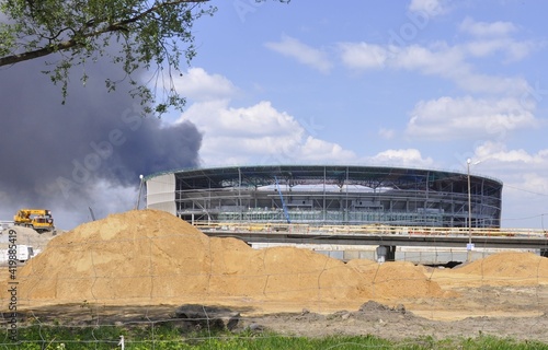 Stadion w trakcie budowy.