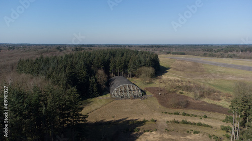 Hangar at former military airbase Soesterberg in the Netherlands, Aerial