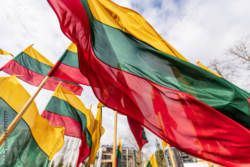 Lithuanian flags waving in a wind 