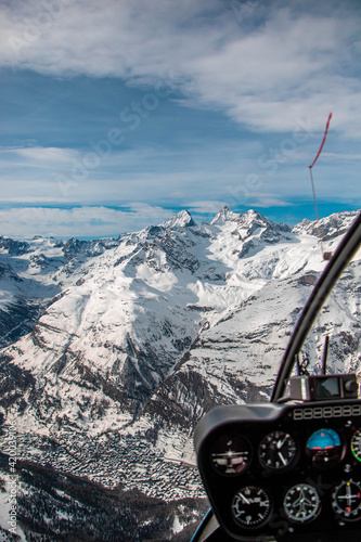 swiss landscape from helicopter