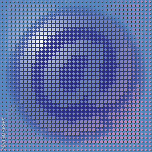 The @ (at) symbol depicted by round dots. Blue and pink tones. Gradient.