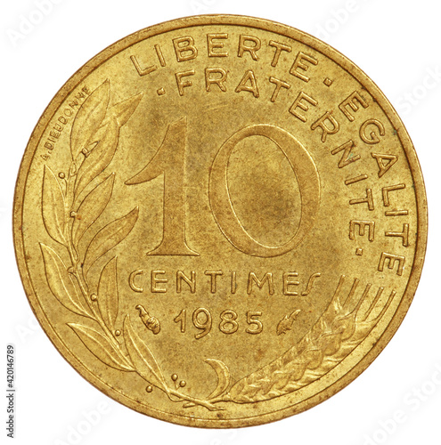 Old 10 Centimes Coin of France