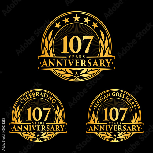 107 years anniversary collection logotype. Vector and illustration. 