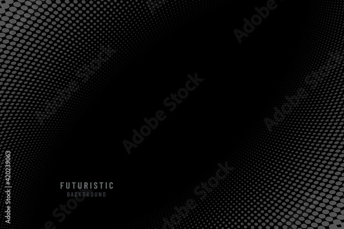 Abstract curve pattern dots gray color halftone perspective background. Modern futuristic style. Simple and minimal template. Vector illustration