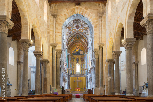 Interior of the Cathedral-Basilica of Cefalu Duomo di Cefalu in Sicily