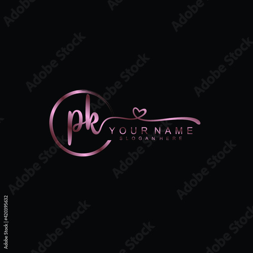 PK beautiful Initial handwriting logo template