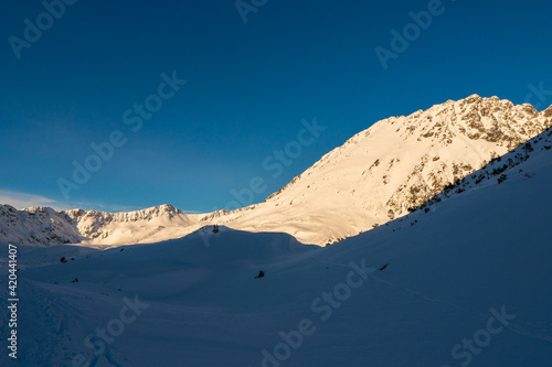Winter mountains in Tatra Mountains Zakopane, Poland - space for text