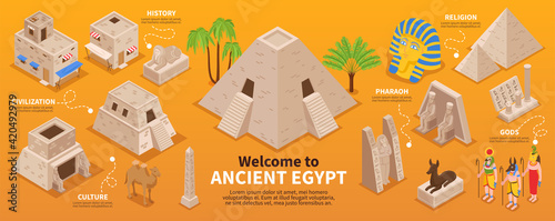 Ancient Egypt Isometric Infographics