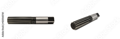 Manual reamer 62x194x387 H7 (A) Isolated on a white background. Metalworking