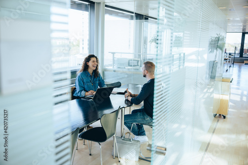 Job interview in office boardroom