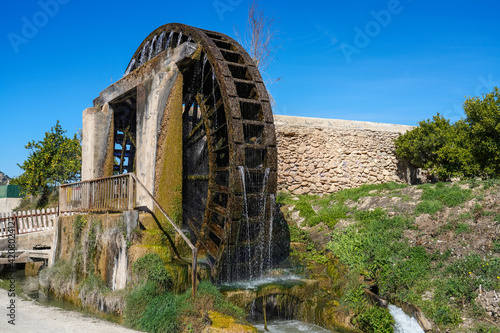 Ancient arabic mill, water noria at Abaran village in Murcia region Spain Europe