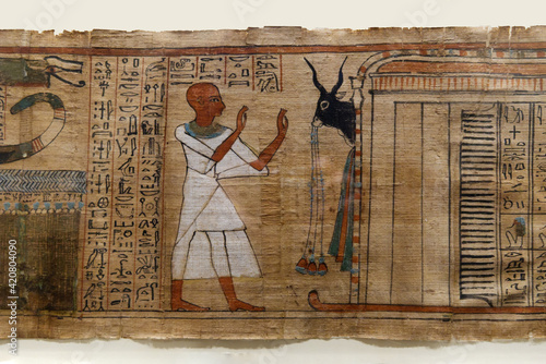 a papyrus depicting a nile farmer and an oryx