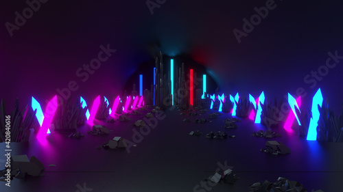 Abstract Sci Fi City Background 3d render