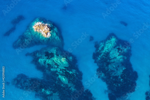 Overhead view, coral reefs, Villasimius, Cagliari, Sardinia