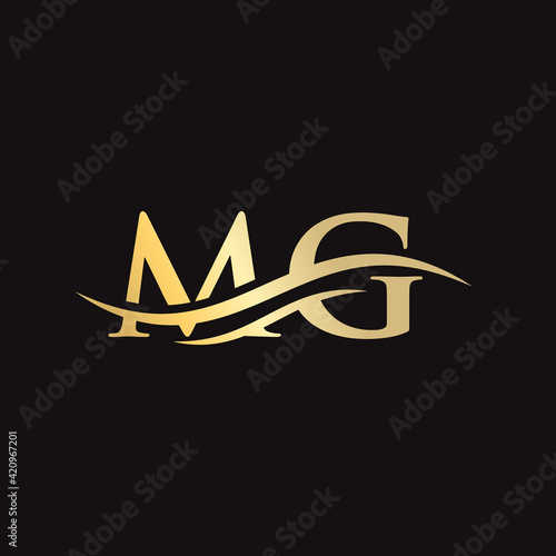 Water Wave MG Logo Vector. Swoosh Letter MG Logo Design for business and company identity.
