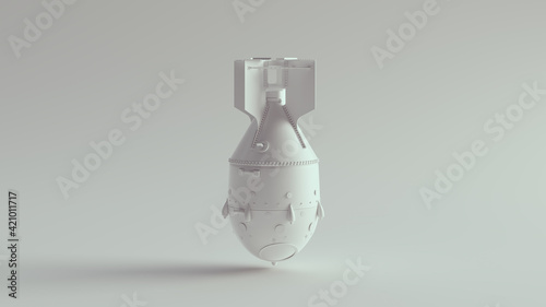 White Atomic Bomb Nuke Weapon 3d illustration render