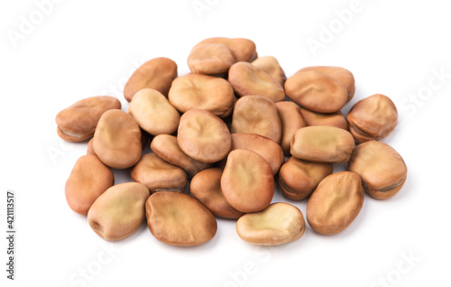 dried broad beans on white background