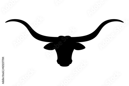 Texas Longhorn cattle head icon, vector illustration