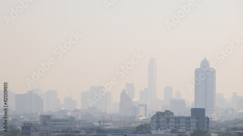 The particulate matter (PM2.5) reached hazardous levels in Thailand's capital. Bangkok Thailand.