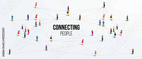 Connecting people. Social network concept. Bright background. Vector illustration