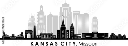 KANSAS CITY Missouri USA City Skyline Vector 