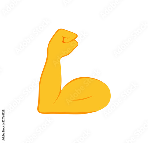 Biceps vector isolated emoji gesture flat illustration. Muscle emoticon.