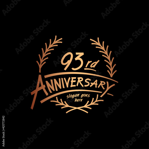 93 years design template. Vector and illustration. 93 years logo. 