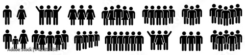 team icon set, team person, crowd, group, population isolated on white background, Vector illustration