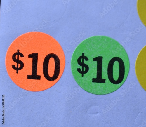 Ten Dollar Price Stickers