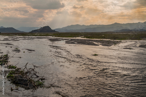 River at the lahar mudflow remnants at Pinatubo volcano, Philippines