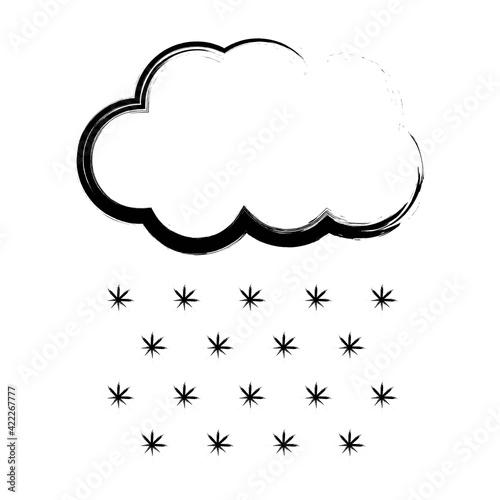 Isolated black cloud snow icon on a white background. Design element for poster, banner, clothes. Simple flat style. Vector illustration.