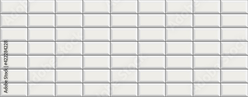 subway tile background. white seamless patter for kitchen backsplash, bathroom wall, shower. ceramic vector texture