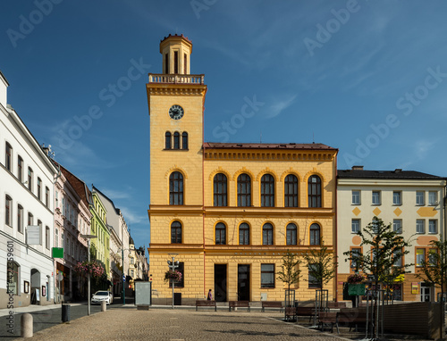 square with old buildings in the city center of Jablonec nad Nisou in the Czech Republic 