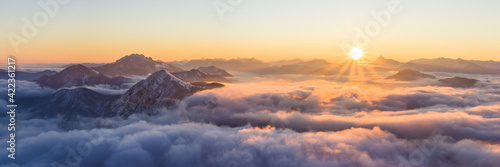 Aussicht vom Herzogstand, Sonnenaufgang am Walchensee