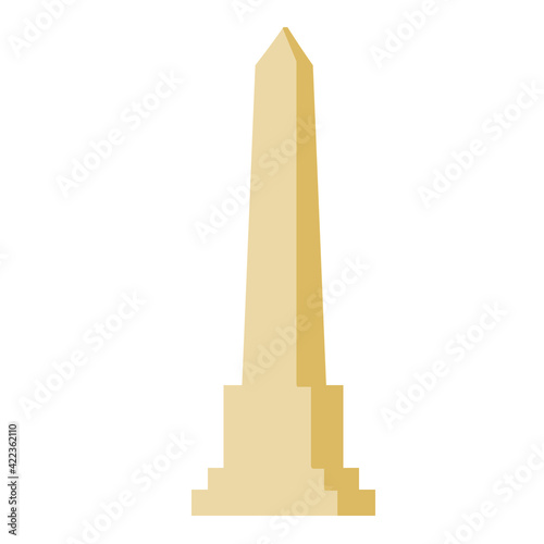 Obelisk. White stone monument. Historical monument. High pillar memorial and column. Flat illustration isolated on white