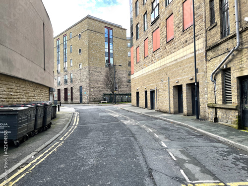 Looking along, Aldermanbury, in the heart of the old textile city of, Bradford, Yorkshire, UK