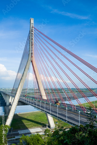 The spectacular cable-stayed bridge is one of the main traffic arteries in Kaohsiung, Taiwan.