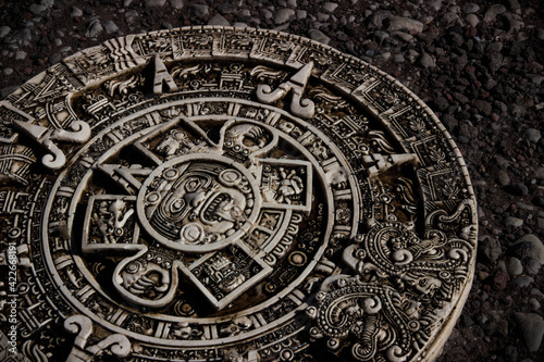 Antiguo calendario maya closeup