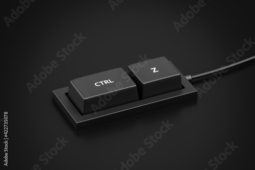 Ctrl z shortcut button and undo or backward keyboard concept of control keypad background. 3D rendering.