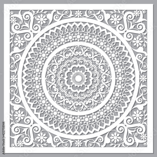 Traditional Moroccan vector openwork mandala design inspired by the old carved wood wall art patterns from Morocco